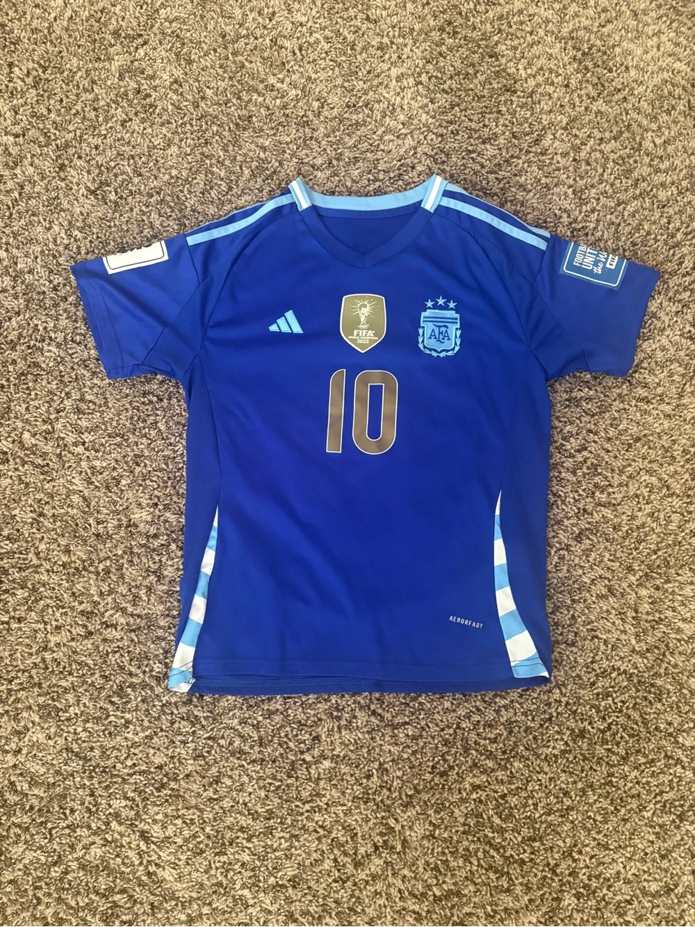 adidas Kids Blue Argentina #10 Soccer Jersey with Light Blue Trim